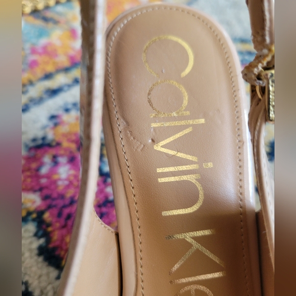 Calvin Klein Nude Patent Gala Slingback Heels - Picture 11 of 14